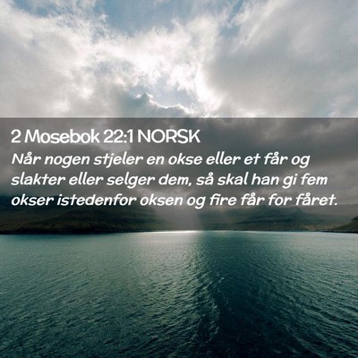 Picture 02 - 2 Mosebok 22:1 NORSK - Når nogen stjeler en okse eller et får og - Bible Verse Picture