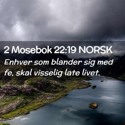 Picture 02 - 2 Mosebok 22:19 NORSK - Enhver som blander sig med fe, skal visselig late - Bible Verse Picture