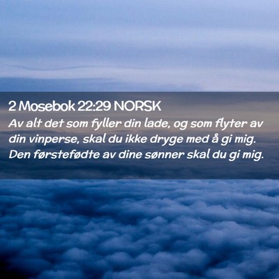 Picture 02 - 2 Mosebok 22:29 NORSK - Av alt det som fyller din lade, og som flyter av - Bible Verse Picture