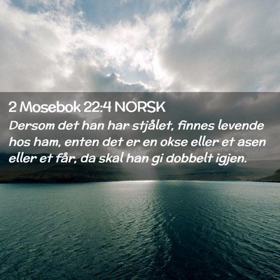 Picture 02 - 2 Mosebok 22:4 NORSK - Dersom det han har stjålet, finnes levende hos - Bible Verse Picture