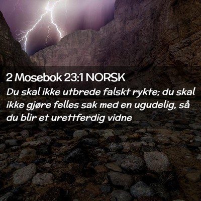 Picture 02 - 2 Mosebok 23:1 NORSK - Du skal ikke utbrede falskt rykte; du skal ikke - Bible Verse Picture