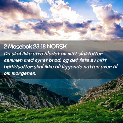 Picture 02 - 2 Mosebok 23:18 NORSK - Du skal ikke ofre blodet av mitt slaktoffer - Bible Verse Picture