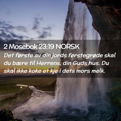 Picture 02 - 2 Mosebok 23:19 NORSK - Det første av din jords førstegrøde skal du - Bible Verse Picture