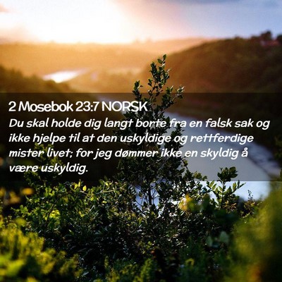 Picture 02 - 2 Mosebok 23:7 NORSK - Du skal holde dig langt borte fra en falsk sak og - Bible Verse Picture