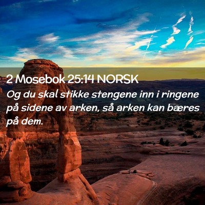 Picture 02 - 2 Mosebok 25:14 NORSK - Og du skal stikke stengene inn i ringene på - Bible Verse Picture