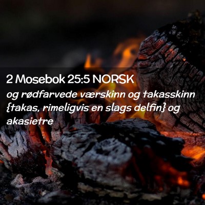 Picture 02 - 2 Mosebok 25:5 NORSK - og rødfarvede værskinn og takasskinn {takas, - Bible Verse Picture