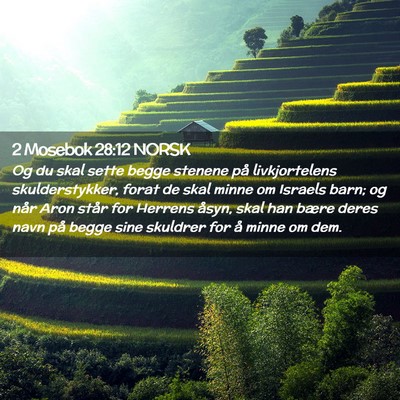 Picture 02 - 2 Mosebok 28:12 NORSK - Og du skal sette begge stenene på livkjortelens - Bible Verse Picture