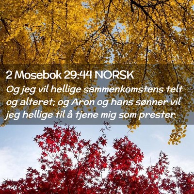 Picture 02 - 2 Mosebok 29:44 NORSK - Og jeg vil hellige sammenkomstens telt og - Bible Verse Picture