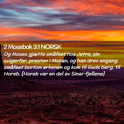 Picture 02 - 2 Mosebok 3:1 NORSK - Og Moses gjætte småfeet hos Jetro, sin - Bible Verse Picture