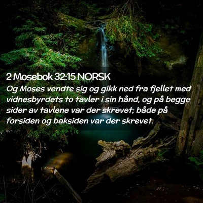 Picture 02 - 2 Mosebok 32:15 NORSK - Og Moses vendte sig og gikk ned fra fjellet med - Bible Verse Picture