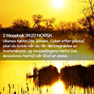 Picture 02 - 2 Mosebok 34:22 NORSK - Ukenes høitid {de. pinsen, 7 uker efter påske} - Bible Verse Picture