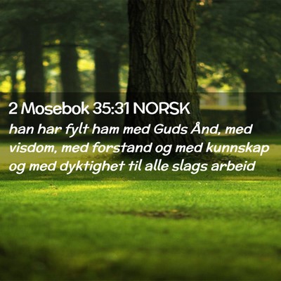 Picture 02 - 2 Mosebok 35:31 NORSK - han har fylt ham med Guds Ånd, med visdom, med - Bible Verse Picture