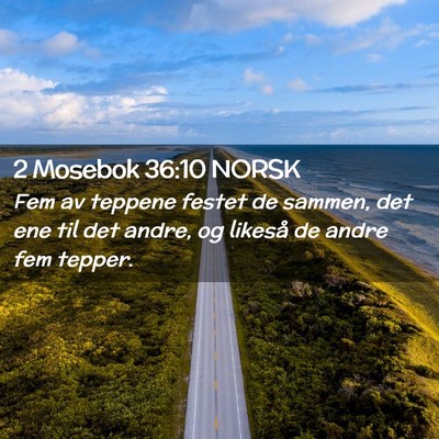 Picture 02 - 2 Mosebok 36:10 NORSK - Fem av teppene festet de sammen, det ene til det - Bible Verse Picture
