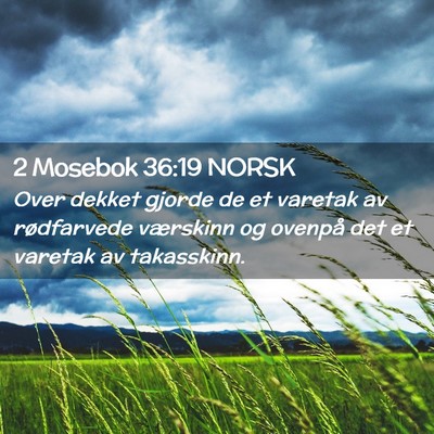 Picture 02 - 2 Mosebok 36:19 NORSK - Over dekket gjorde de et varetak av rødfarvede - Bible Verse Picture