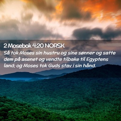 Picture 02 - 2 Mosebok 4:20 NORSK - Så tok Moses sin hustru og sine sønner og satte - Bible Verse Picture