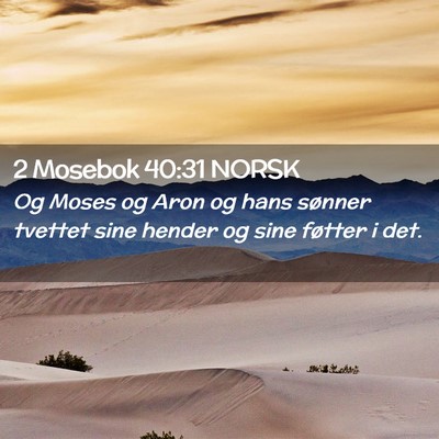 Picture 02 - 2 Mosebok 40:31 NORSK - Og Moses og Aron og hans sønner tvettet sine - Bible Verse Picture