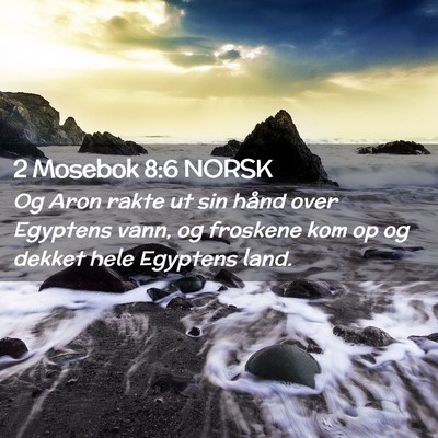 Picture 02 - 2 Mosebok 8:6 NORSK - Og Aron rakte ut sin hånd over Egyptens vann, og - Bible Verse Picture