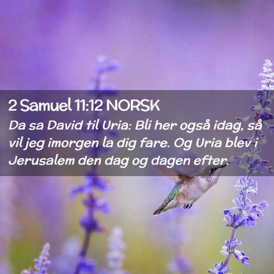 Picture 02 - 2 Samuel 11:12 NORSK - Da sa David til Uria: Bli her også idag, så vil - Bible Verse Picture