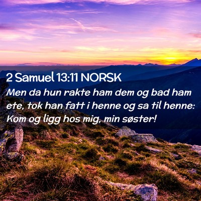 Picture 02 - 2 Samuel 13:11 NORSK - Men da hun rakte ham dem og bad ham ete, tok han - Bible Verse Picture