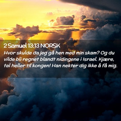 Picture 02 - 2 Samuel 13:13 NORSK - Hvor skulde da jeg gå hen med min skam? Og du - Bible Verse Picture