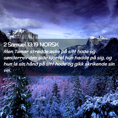 Picture 02 - 2 Samuel 13:19 NORSK - Men Tamar strødde aske på sitt hode og - Bible Verse Picture