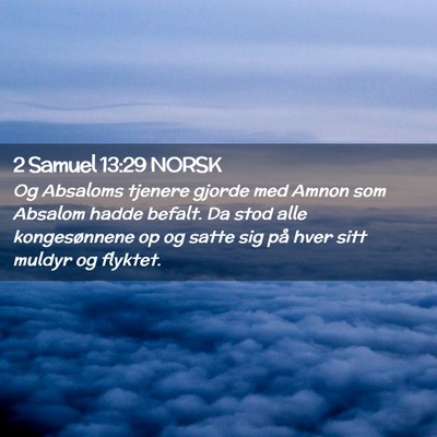 Picture 02 - 2 Samuel 13:29 NORSK - Og Absaloms tjenere gjorde med Amnon som Absalom - Bible Verse Picture