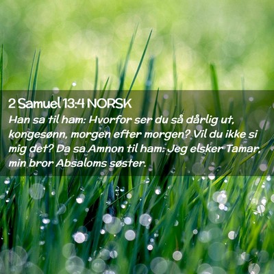 Picture 02 - 2 Samuel 13:4 NORSK - Han sa til ham: Hvorfor ser du så dårlig ut, - Bible Verse Picture