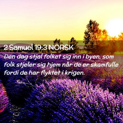 Picture 02 - 2 Samuel 19:3 NORSK - Den dag stjal folket sig inn i byen, som folk - Bible Verse Picture