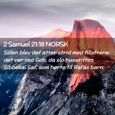 Picture 02 - 2 Samuel 21:18 NORSK - Siden blev det atter strid med filistrene; det - Bible Verse Picture