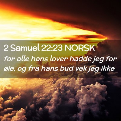 Picture 02 - 2 Samuel 22:23 NORSK - for alle hans lover hadde jeg for øie, og fra - Bible Verse Picture