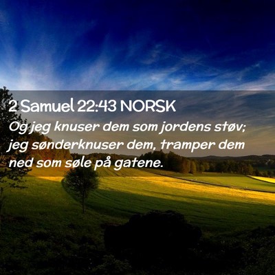 Picture 02 - 2 Samuel 22:43 NORSK - Og jeg knuser dem som jordens støv; jeg - Bible Verse Picture