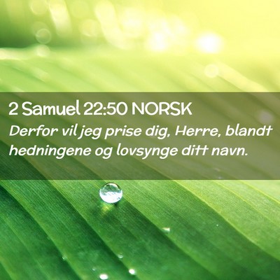 Picture 02 - 2 Samuel 22:50 NORSK - Derfor vil jeg prise dig, Herre, blandt - Bible Verse Picture