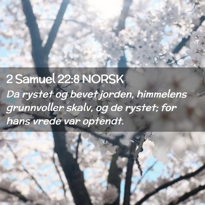 Picture 02 - 2 Samuel 22:8 NORSK - Da rystet og bevet jorden, himmelens grunnvoller - Bible Verse Picture