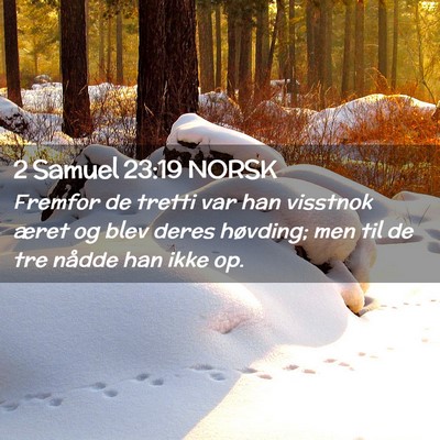 Picture 02 - 2 Samuel 23:19 NORSK - Fremfor de tretti var han visstnok æret og blev - Bible Verse Picture