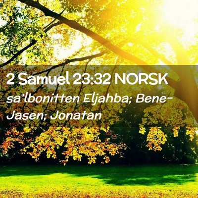 Picture 02 - 2 Samuel 23:32 NORSK - sa'lbonitten Eljahba; Bene-Jasen; - Bible Verse Picture