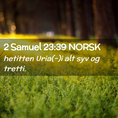 Picture 02 - 2 Samuel 23:39 NORSK - hetitten Uria(-)i alt syv og - Bible Verse Picture