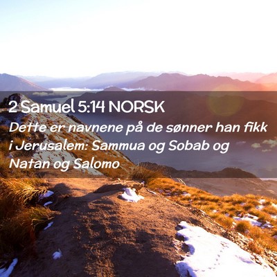Picture 02 - 2 Samuel 5:14 NORSK - Dette er navnene på de sønner han fikk i - Bible Verse Picture