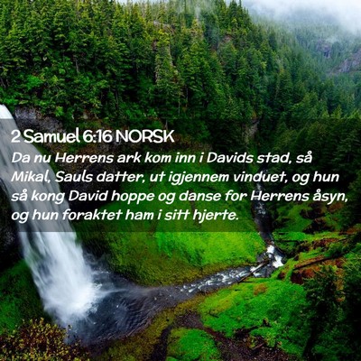 Picture 02 - 2 Samuel 6:16 NORSK - Da nu Herrens ark kom inn i Davids stad, så - Bible Verse Picture
