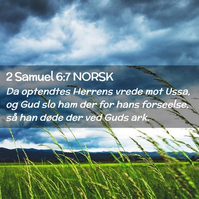 Picture 02 - 2 Samuel 6:7 NORSK - Da optendtes Herrens vrede mot Ussa, og Gud slo - Bible Verse Picture