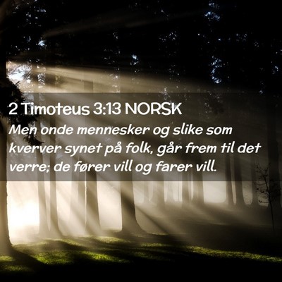 Picture 02 - 2 Timoteus 3:13 NORSK - Men onde mennesker og slike som kverver synet på - Bible Verse Picture