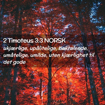 Picture 02 - 2 Timoteus 3:3 NORSK - ukjærlige, upålitelige, baktalende, umåtelige, - Bible Verse Picture