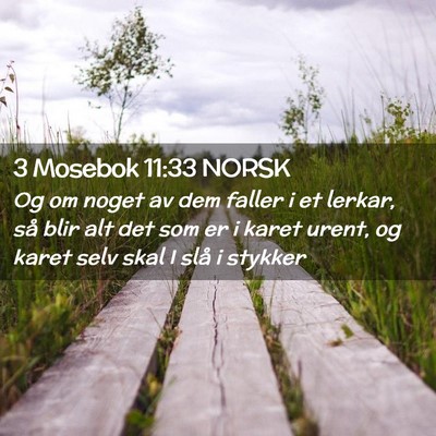 Picture 02 - 3 Mosebok 11:33 NORSK - Og om noget av dem faller i et lerkar, så blir - Bible Verse Picture