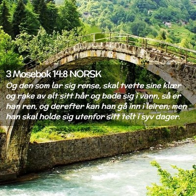 Picture 02 - 3 Mosebok 14:8 NORSK - Og den som lar sig rense, skal tvette sine klær - Bible Verse Picture
