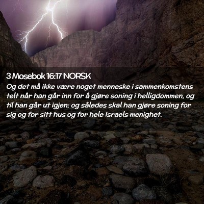 Picture 02 - 3 Mosebok 16:17 NORSK - Og det må ikke være noget menneske i - Bible Verse Picture