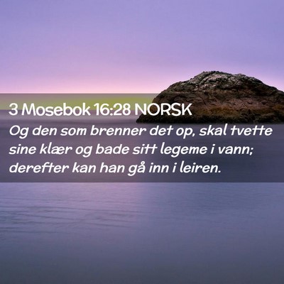 Picture 02 - 3 Mosebok 16:28 NORSK - Og den som brenner det op, skal tvette sine klær - Bible Verse Picture