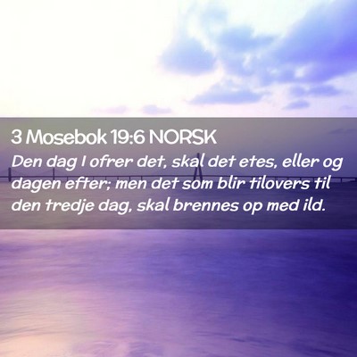 Picture 02 - 3 Mosebok 19:6 NORSK - Den dag I ofrer det, skal det etes, eller og - Bible Verse Picture
