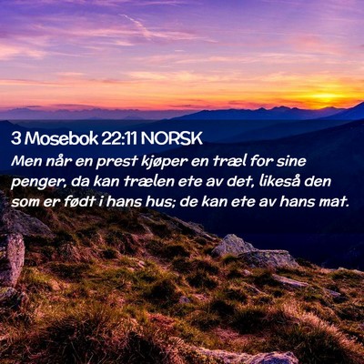 Picture 02 - 3 Mosebok 22:11 NORSK - Men når en prest kjøper en træl for sine - Bible Verse Picture