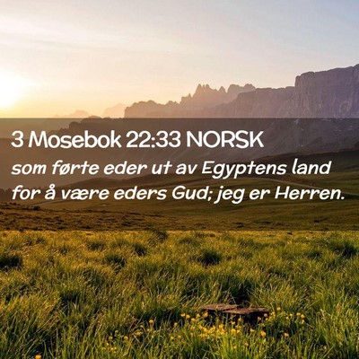 Picture 02 - 3 Mosebok 22:33 NORSK - som førte eder ut av Egyptens land for å være - Bible Verse Picture