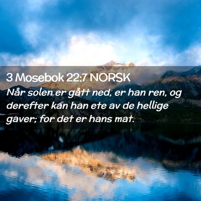 Picture 02 - 3 Mosebok 22:7 NORSK - Når solen er gått ned, er han ren, og derefter - Bible Verse Picture
