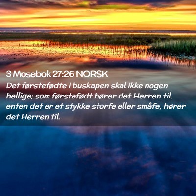Picture 02 - 3 Mosebok 27:26 NORSK - Det førstefødte i buskapen skal ikke nogen - Bible Verse Picture